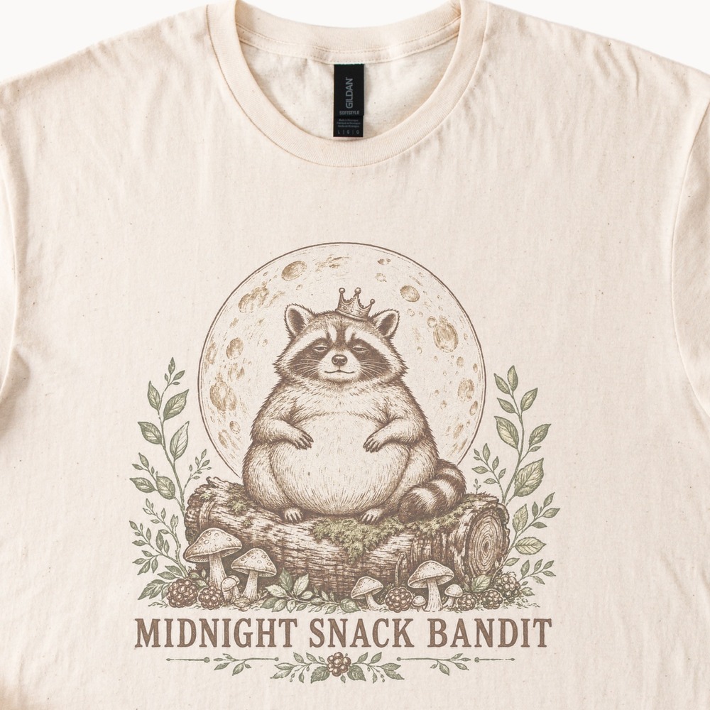 Midnight Snack Bandit Raccoon Ruling His Log Tee